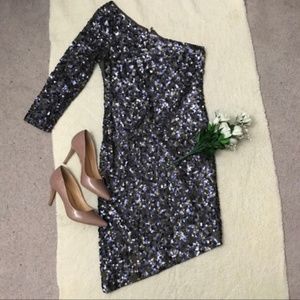 Alice + Olivia Nicky Sequin One Shoulder Dress 8